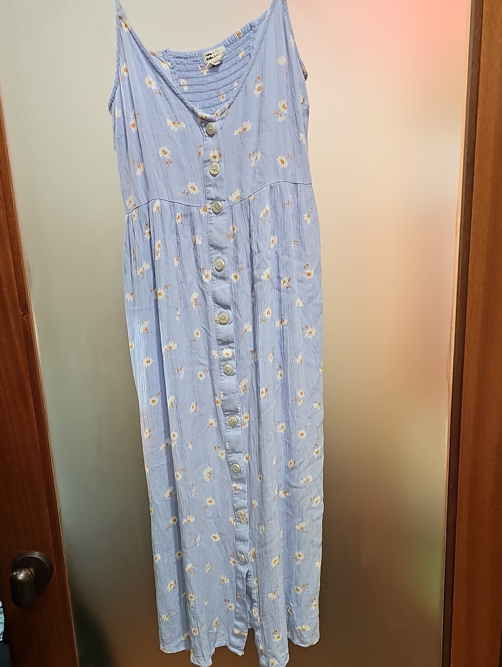 Billabong Light Blue Floral Button-Front Maxi Dress - Picture 2 of 7
